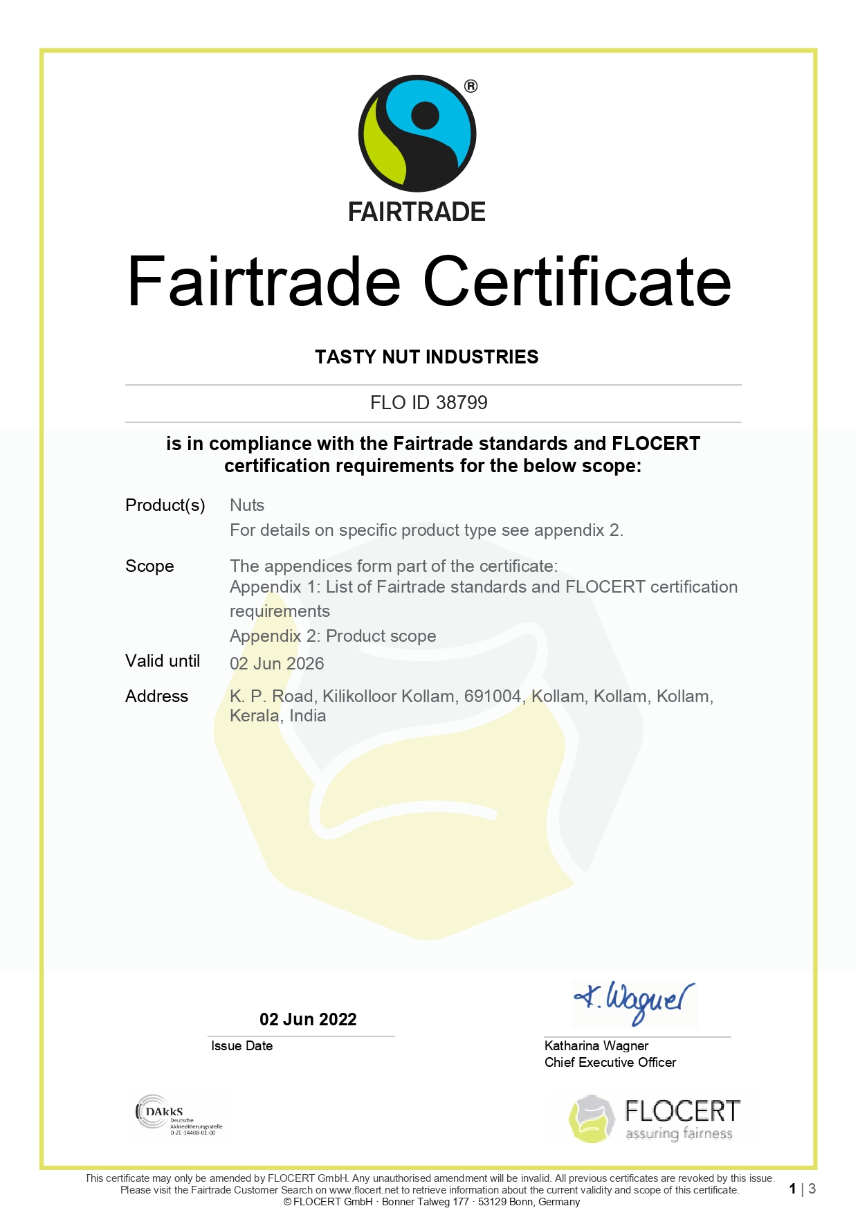 Fair trade certificate